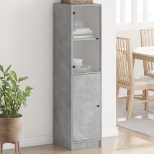 vidaXL Highboard med glassdører betonggrå 35x37x142 cm