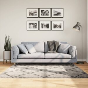 vidaXL Tykt teppe PAMPLONA høy luv moderne beige antrasitt 160x160 cm