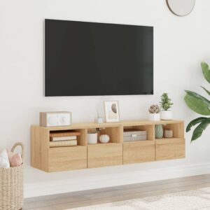 vidaXL Vegghengte TV-benker 2 stk sonoma eik 60x30x30cm konstruert tre