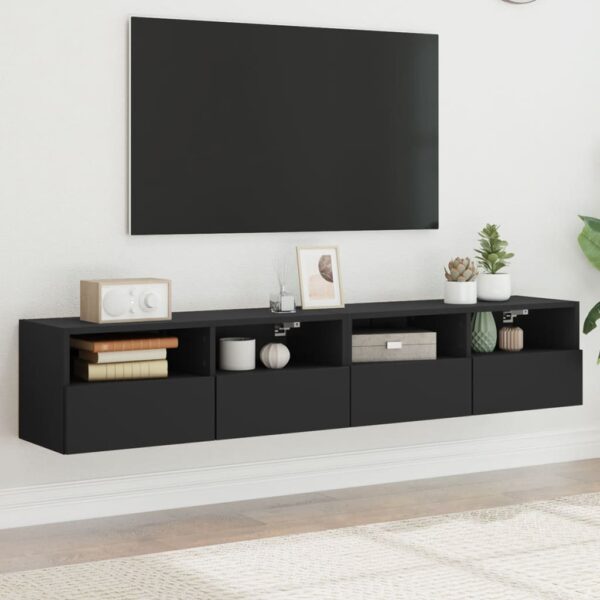 vidaXL Vegghengte TV-benker 2 stk svart 80x30x30 cm konstruert tre