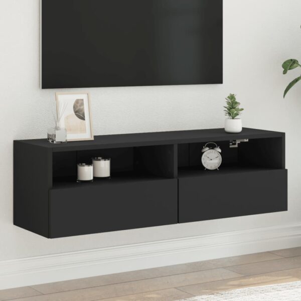 vidaXL Vegghengt TV-benk svart 100x30x30 cm konstruert tre