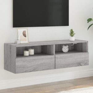 vidaXL Veggmontert TV-benk grå sonoma eik 100x30x30 cm konstruert tre