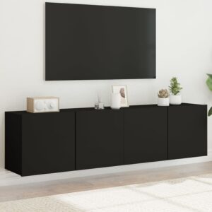 vidaXL Veggmonterte TV-benker 2 stk svart 80x30x41 cm