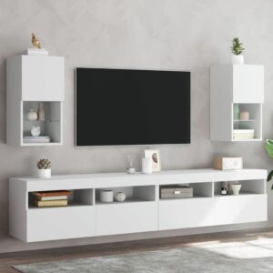 vidaXL TV-benker med LED-lys 2 stk hvit 30