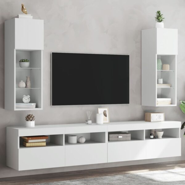 vidaXL TV-benker med LED-lys 2 stk hvit 30