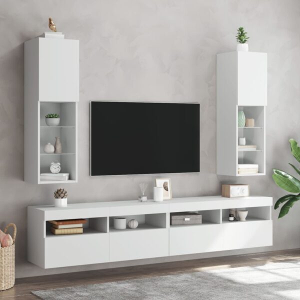 vidaXL TV-benker med LED-lys 2 stk hvit 30