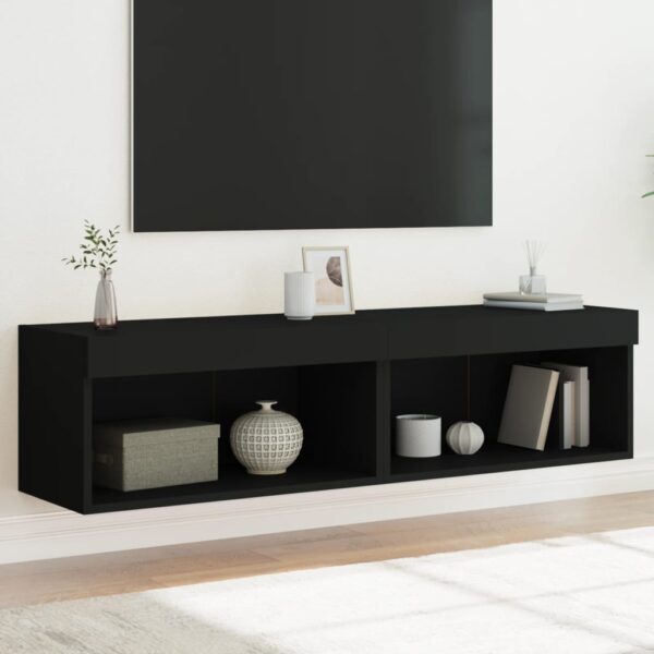 vidaXL TV-benk med LED 2 stk svart 60x30x30 cm