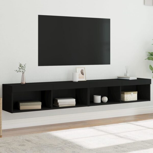 vidaXL TV-benker med LED-lys 2 stk svart 100x30x30 cm