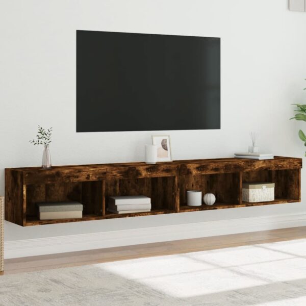 vidaXL TV-benker med LED-lys 2 stk røkt eik 100x30x30 cm