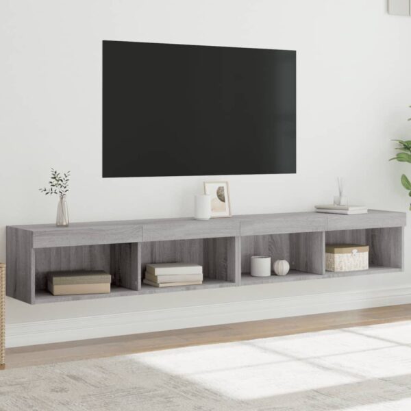 vidaXL TV-benker med LED-lys 2 stk grå sonoma 100x30x30 cm