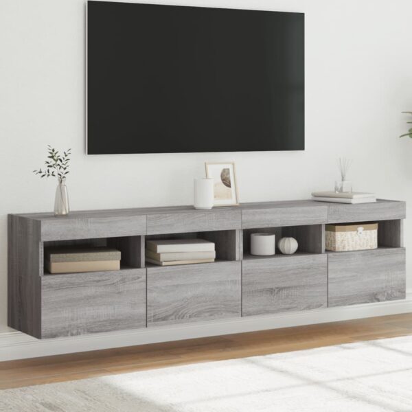 vidaXL TV-benker med LED-lys 2 stk grå sonoma 80x30x40 cm