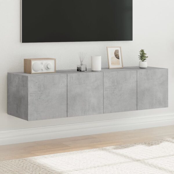 vidaXL Vegghengte TV-benker med LED-lys 2 stk betonggrå 60x35x31 cm