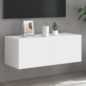 vidaXL Vegghengt TV-benk med LED hvit 80x35x31 cm