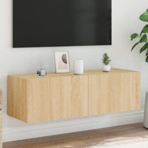 vidaXL Vegghengt TV-benk med LED sonoma eik 100x35x31 cm