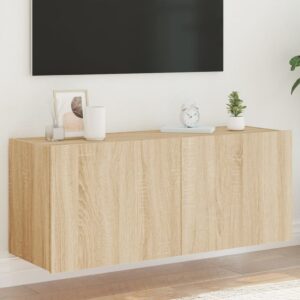 vidaXL Vegghengt TV-benk med LED sonoma eik 100x35x41 cm