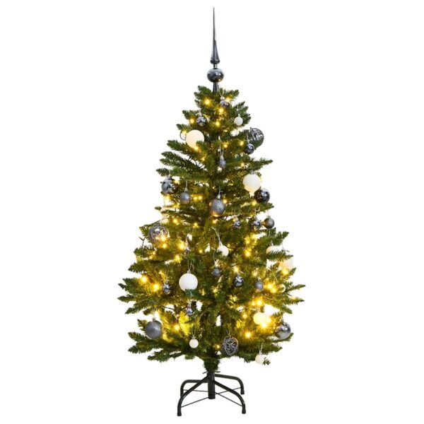 vidaXL Kunstig hengslet juletre med 150 LED og kulesett 120 cm