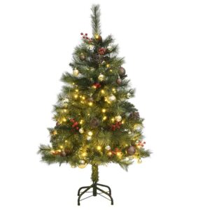 vidaXL Kunstig hengslet juletre med 150 LED og kulesett 150 cm