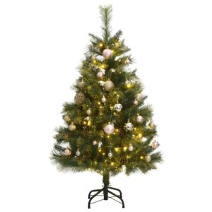 vidaXL Kunstig hengslet juletre med 150 LED og kulesett 150 cm