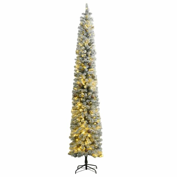 vidaXL Slankt juletre med 300 LED og kulesett 270 cm