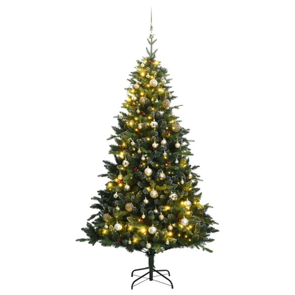 vidaXL Kunstig hengslet juletre med 150 LED og kulesett 120 cm