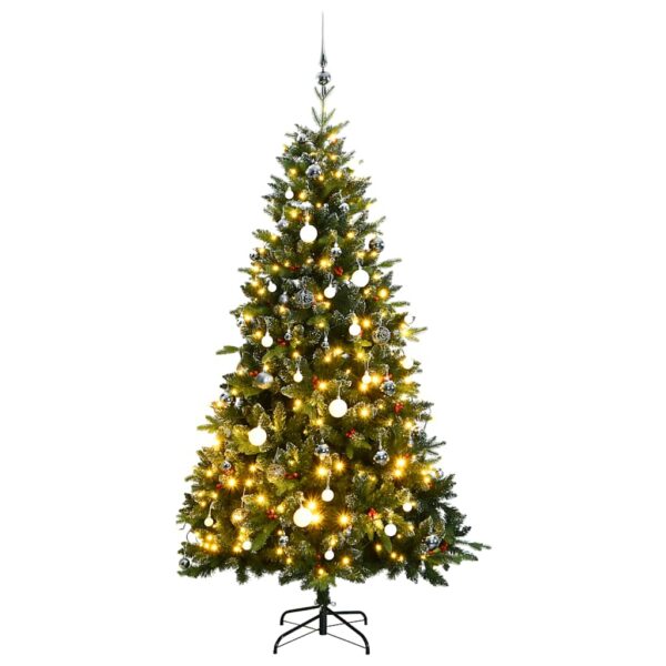 vidaXL Kunstig hengslet juletre med 150 LED og kulesett 120 cm