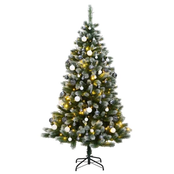 vidaXL Kunstig hengslet juletre med 300 LED og kulesett 240 cm