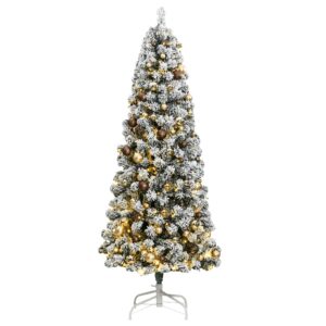 vidaXL Kunstig hengslet juletre med 300 LED og kulesett 210 cm