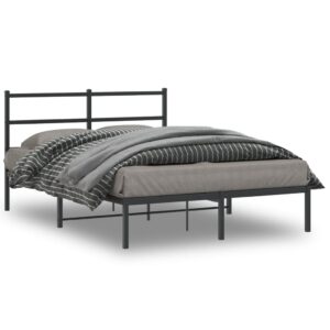 vidaXL Sengeramme i metall med hodegavl svart 140x190 cm