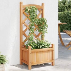 vidaXL Plantekasse med espalier brun heltre gran