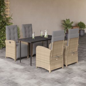 vidaXL Hagespisegruppe med puter 5 deler polyrotting beige