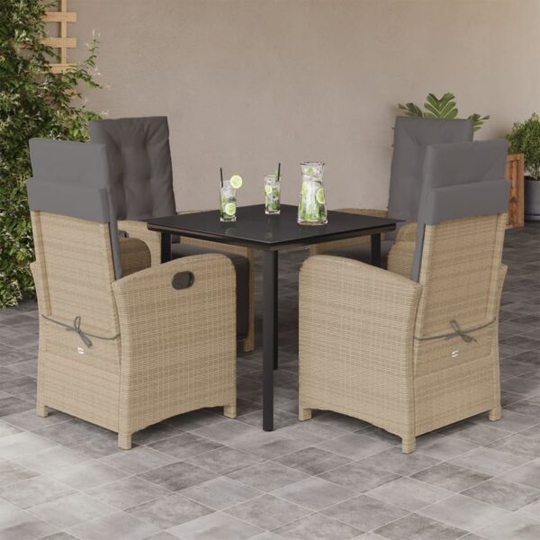 vidaXL Hagespisegruppe med puter 5 deler polyrotting beige