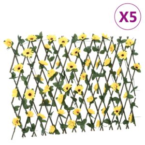 vidaXL Utvidbart espalier med kunstig eføy 5 stk gul 180x60 cm