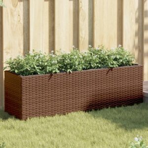 vidaXL Plantekasse med 3 potter brun 105x30x32 cm polyrotting