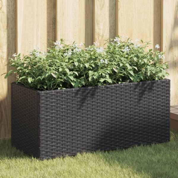 vidaXL Plantekasse med 2 potter svart 72x30x32 cm polyrotting