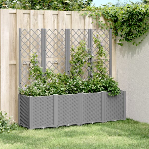 vidaXL Plantekasse med espalier lysegrå 160x40x140 cm PP