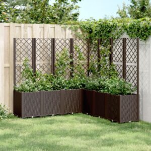 vidaXL Plantekasse med espalier brun 160x160x140 cm PP