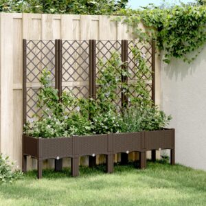 vidaXL Plantekasse med espalier brun 160x40x142 cm PP