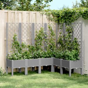 vidaXL Plantekasse med espalier lysegrå 160x120x142 cm PP