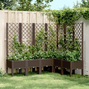 vidaXL Plantekasse med espalier brun 160x120x142 cm PP