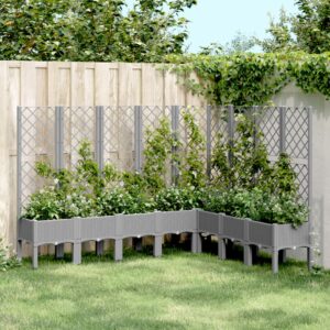 vidaXL Plantekasse med espalier lysegrå 200x160x142 cm PP