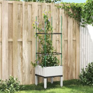 vidaXL Plantekasse med espalier hvit 40x40x142