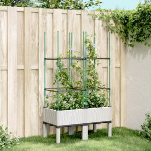 vidaXL Plantekasse med espalier hvit 80x40x142