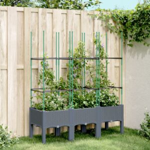 vidaXL Plantekasse med espalier grå 120x40x142