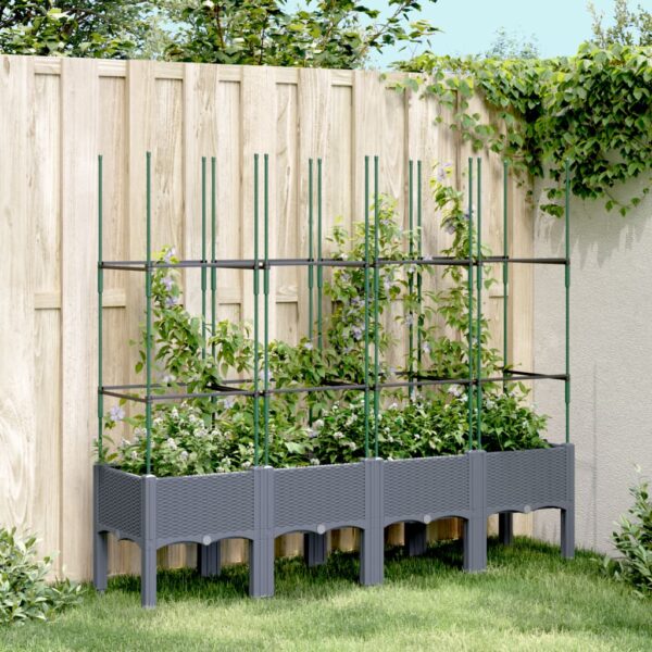 vidaXL Plantekasse med espalier grå 160x40x142