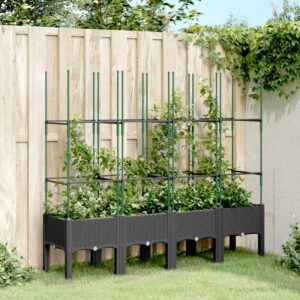 vidaXL Plantekasse med espalier svart 160x40x142