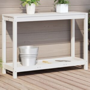 vidaXL Pottebord med hylle hvit 108x35x75 cm heltre furu