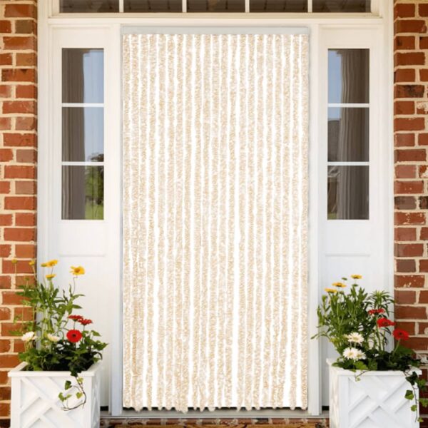 vidaXL Fluegardin beige og hvit 90x200 cm chenille