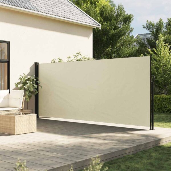 vidaXL Uttrekkbar sidemarkise kremhvit 160x500 cm