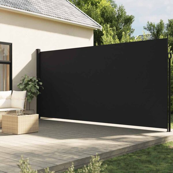 vidaXL Uttrekkbar sidemarkise 200x600 cm svart