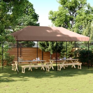 vidaXL Sammenleggbart partytelt pop-up brun 580x292x315 cm